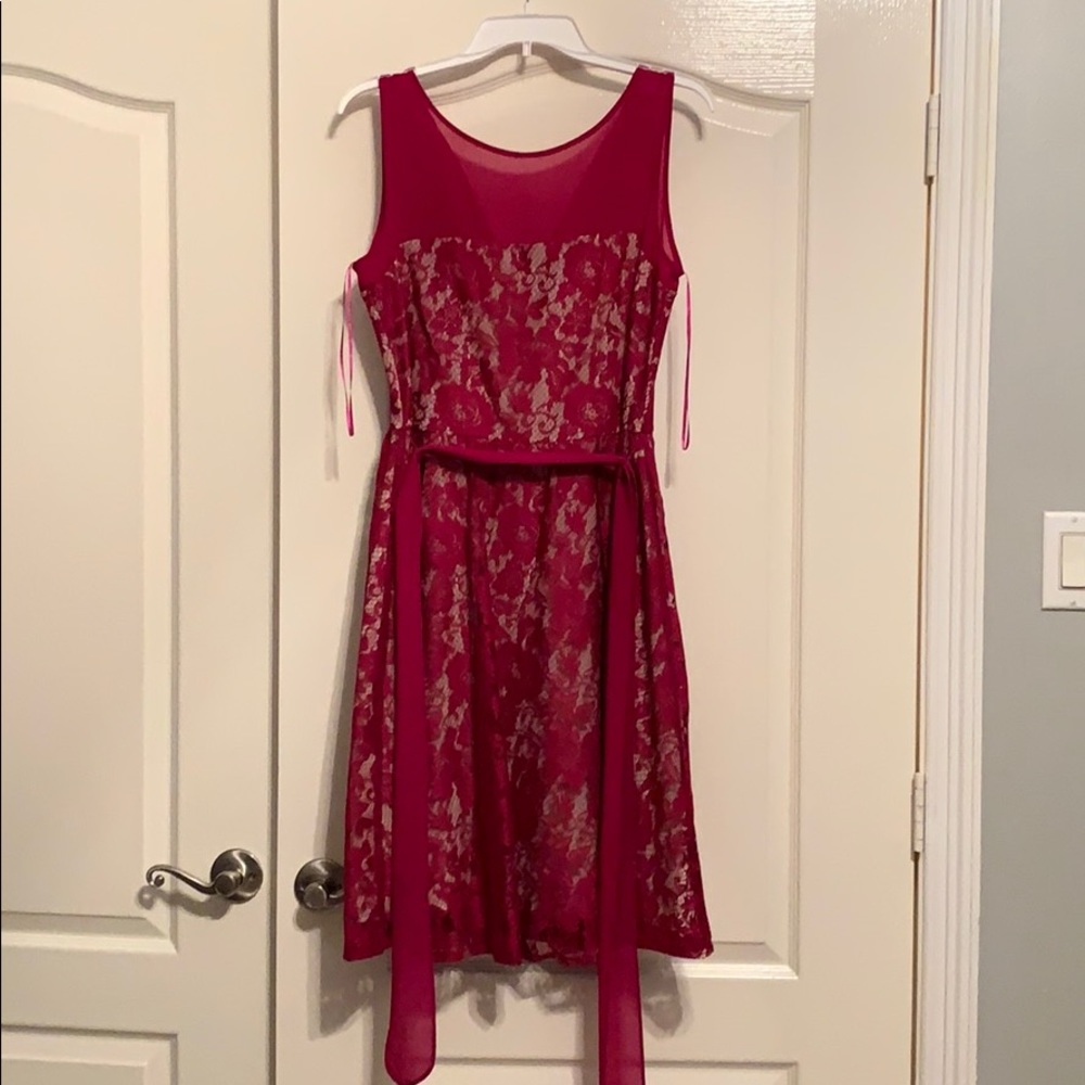 NWOT pink lace evening dress. A line style